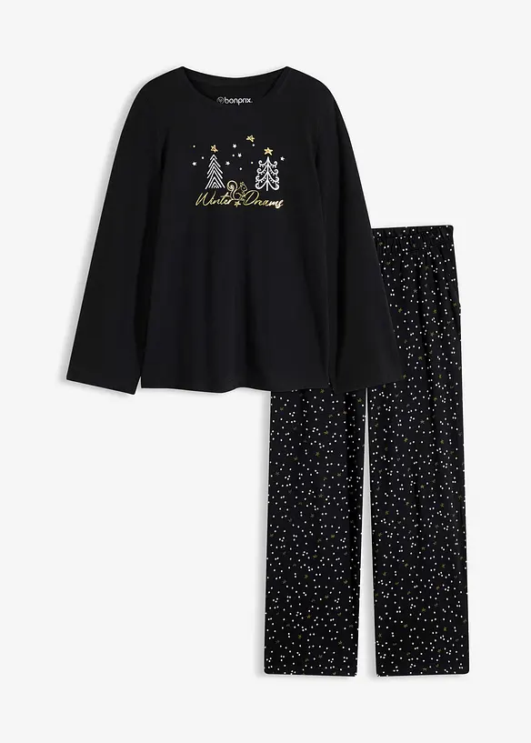 Pyjama van puur katoen met glitterprint, bonprix