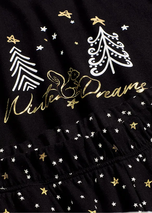 Pyjama van puur katoen met glitterprint, bonprix