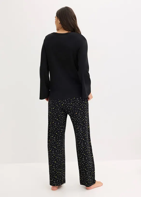 Pyjama van puur katoen met glitterprint, bonprix