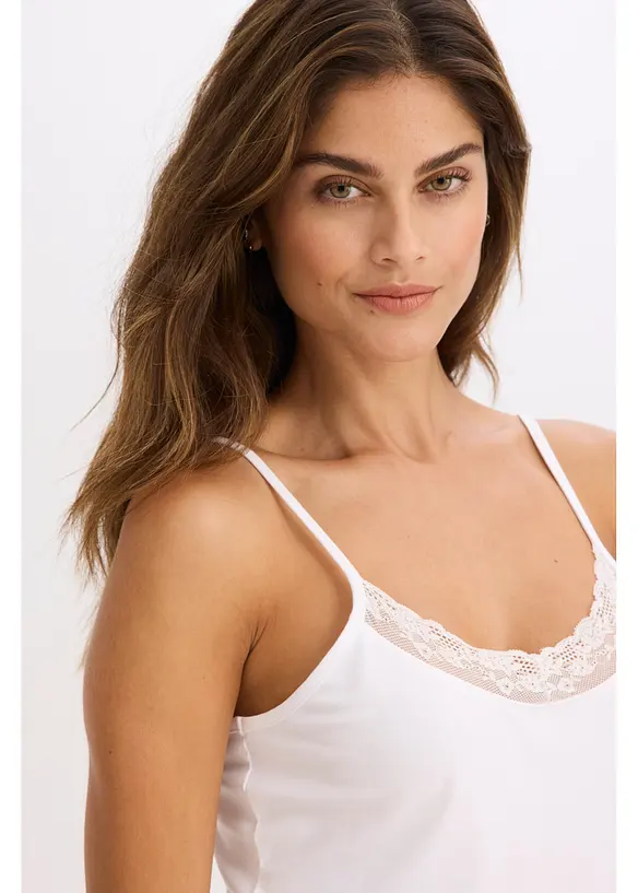 Hemd met biologisch katoen en kant (set van 2), bonprix