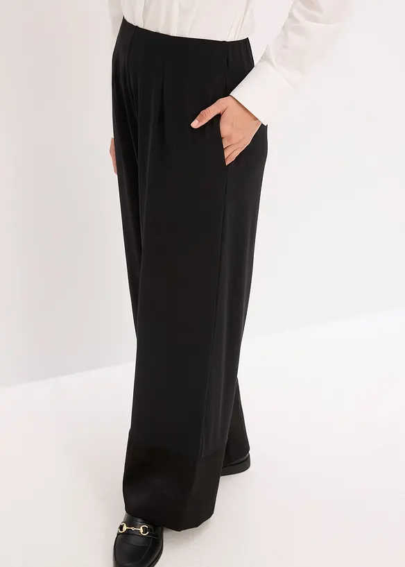 Jersey broek met satijn, bonprix