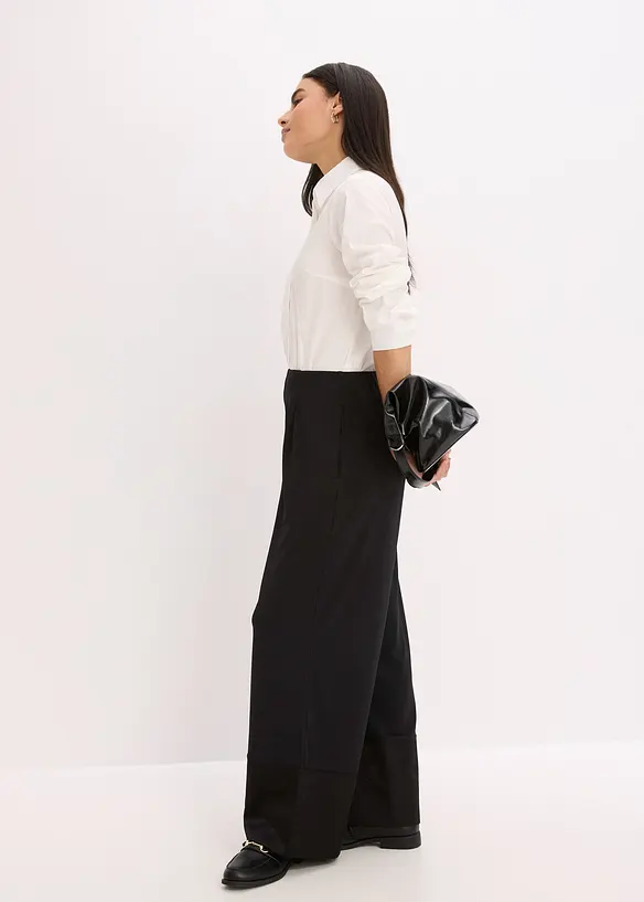 Jersey broek met satijn, bonprix