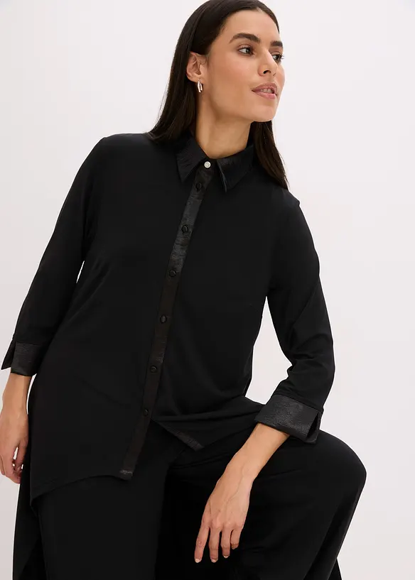 Jersey blouse met satijnen versieringen, bonprix