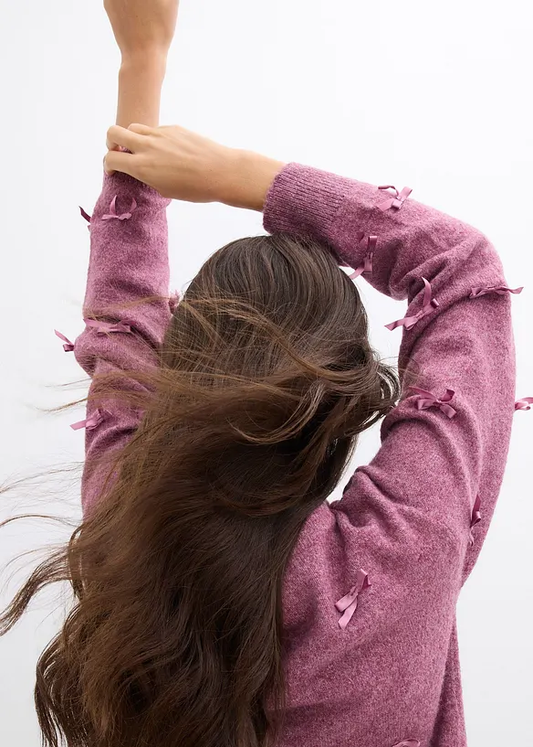 Fijn gebreid vest met strikjes, bonprix