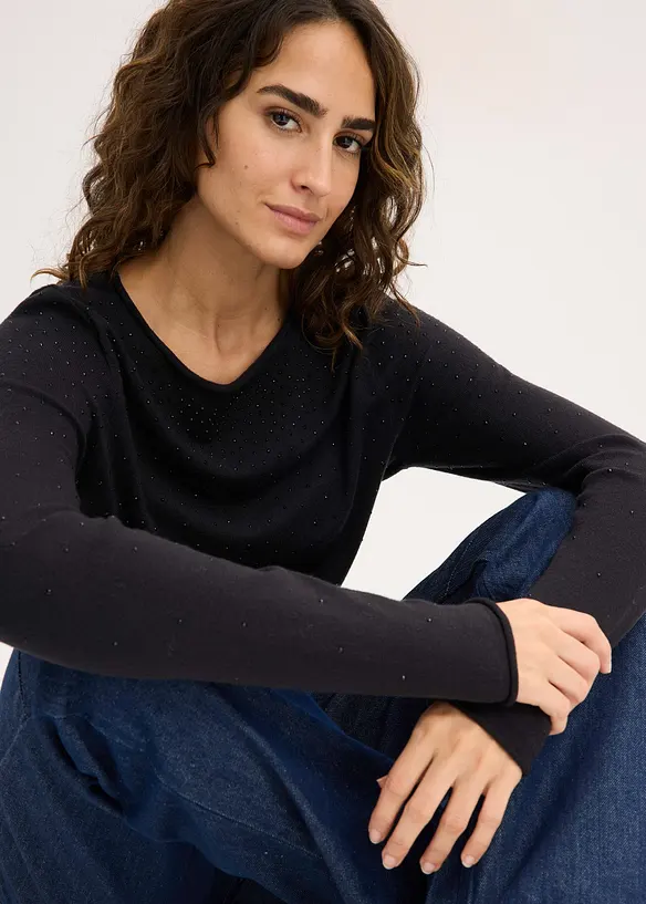 Fijngebreide trui in een soepele viscosemix, bonprix