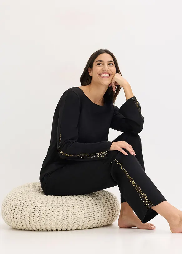 Pyjama met delicate glitterkant, bonprix