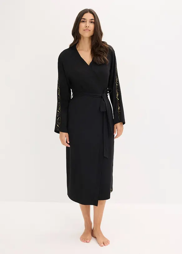 Kimono badjas met delicate glitterkant, bonprix