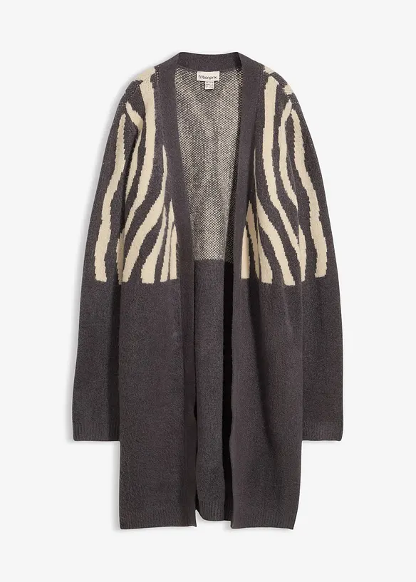 Lang gebreid vest met zebraprint, bonprix