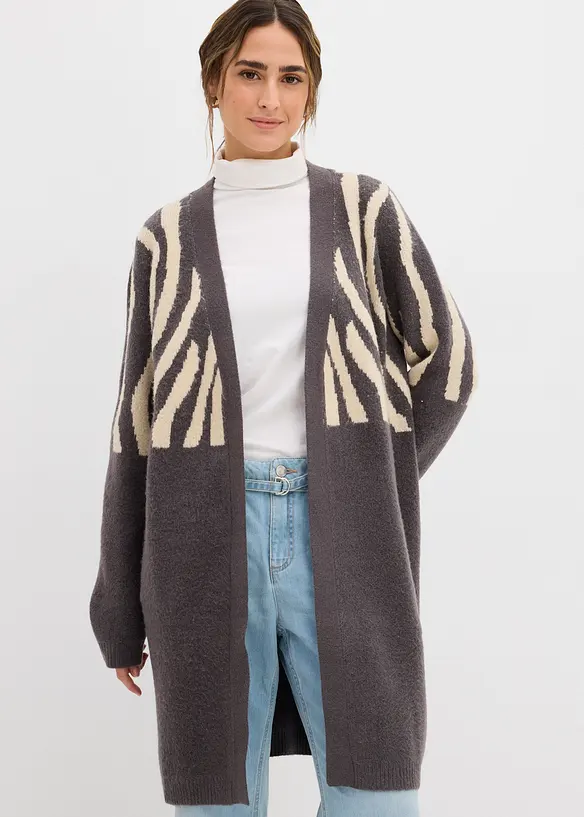 Lang gebreid vest met zebraprint, bonprix