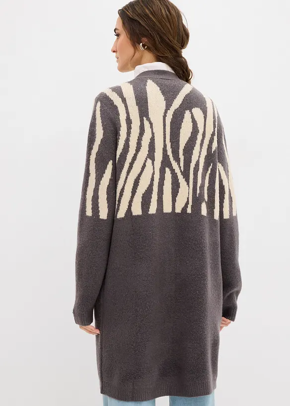 Lang gebreid vest met zebraprint, bonprix