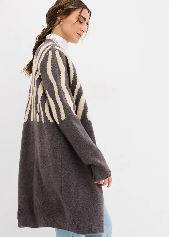 Lang gebreid vest met zebraprint, bonprix
