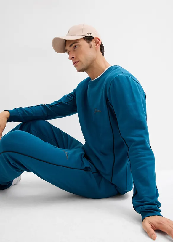 Sweater met contrasterende details van puur katoen, bonprix