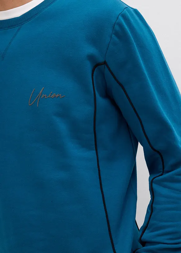 Sweater met contrasterende details van puur katoen, bonprix