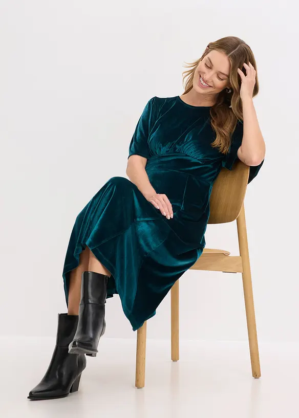 Midi jurk van zacht fluweel, bonprix