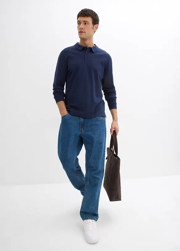 Poloshirt met lange mouwen van biologisch katoen, bonprix