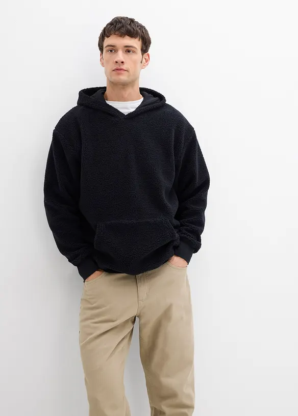 Teddyfleece- sweater met katoenen voering, loose fit, bonprix