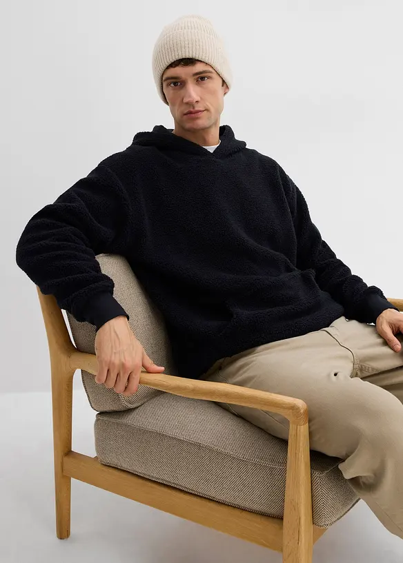 Teddyfleece- sweater met katoenen voering, loose fit, bonprix