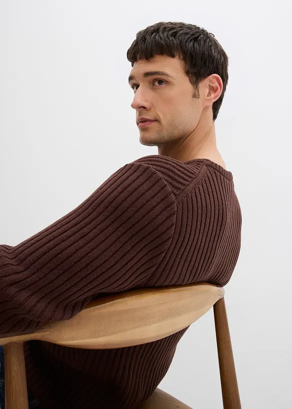 Geribde trui van een katoenmix, bonprix