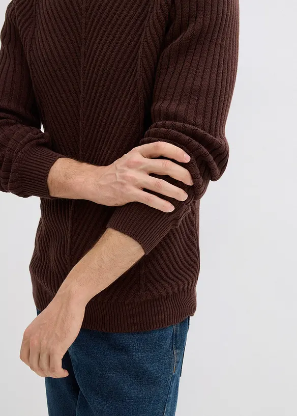 Geribde trui van een katoenmix, bonprix