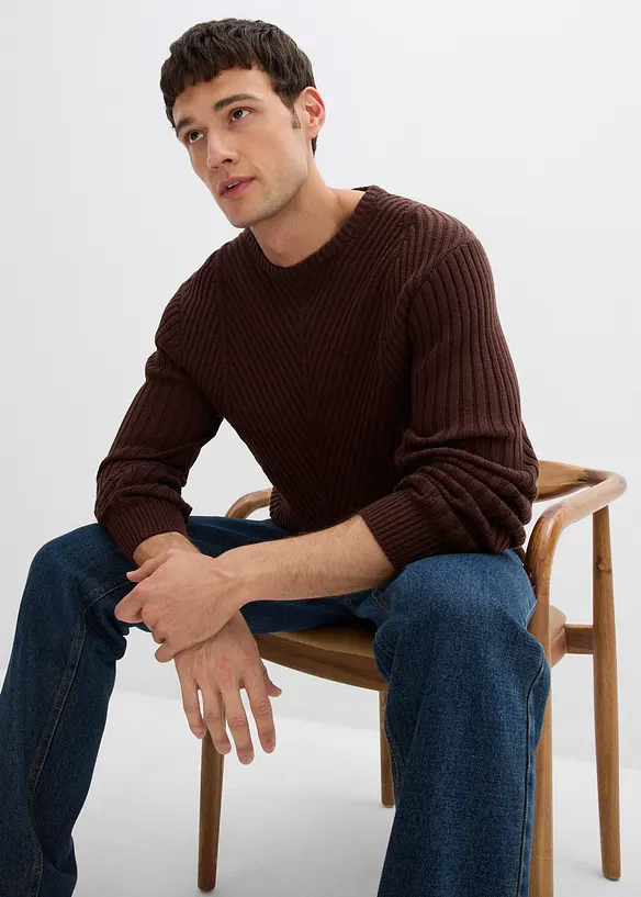 Geribde trui van een katoenmix, bonprix