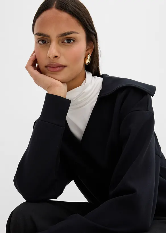 Sweater met een brede kraag in een viscosemix, bonprix