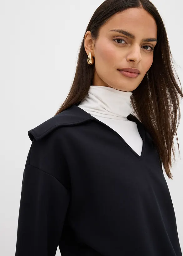 Sweater met een brede kraag in een viscosemix, bonprix