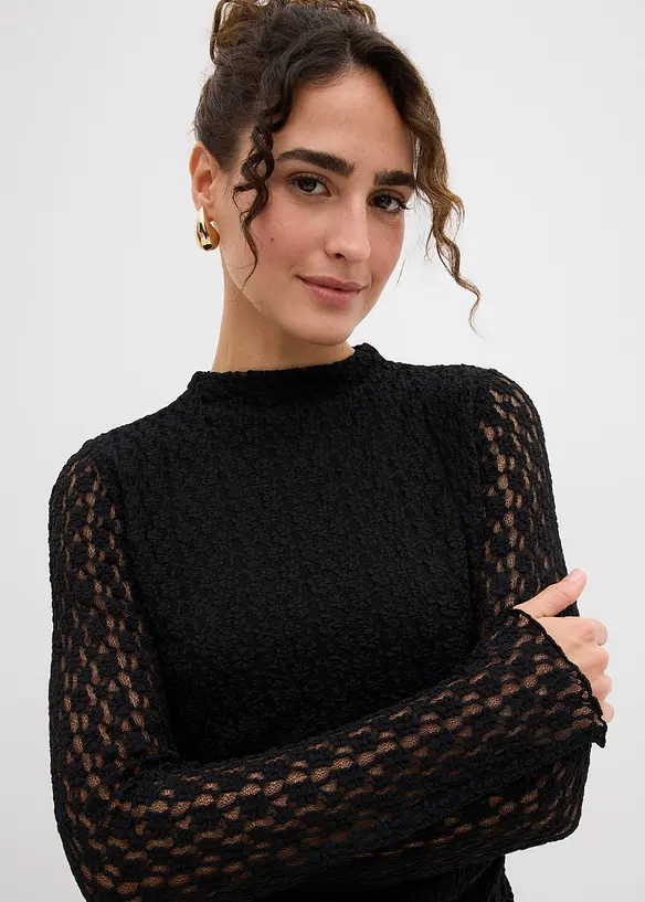 Kanten jurk met puntige onderrand, bonprix