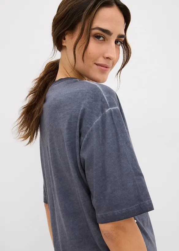 T-shirt met glittersteentjes van puur katoen, bonprix