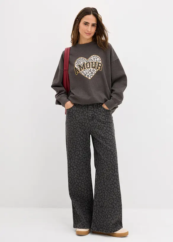 Oversized sweater van katoenmix, bonprix