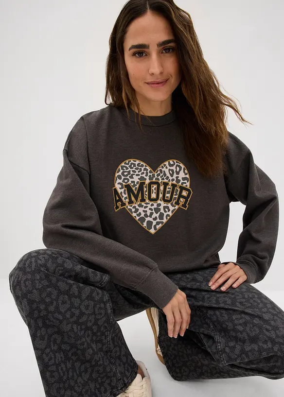 Oversized sweater van katoenmix, bonprix