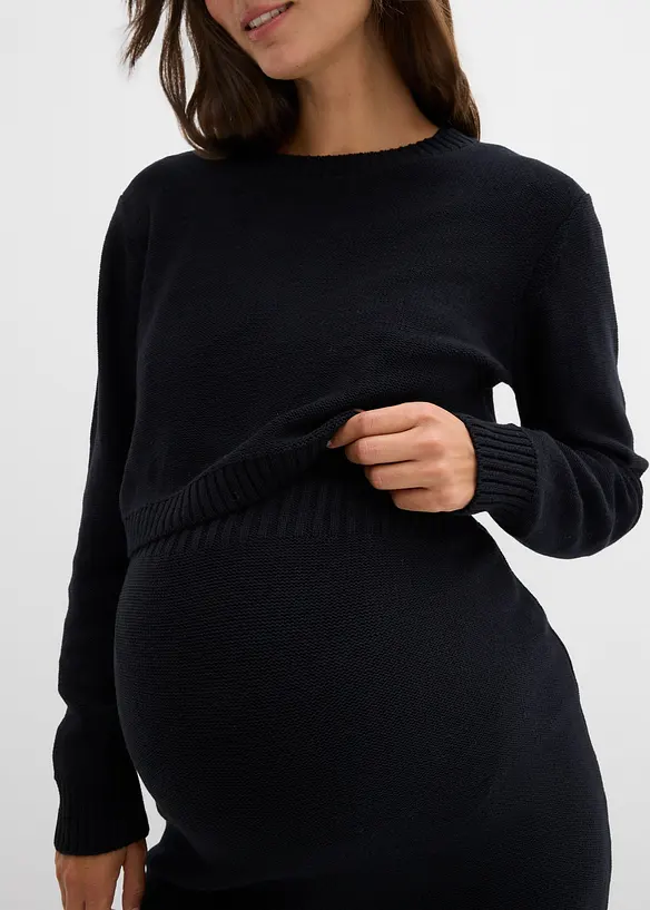 Set bestaande uit trui en rok voor tijdens de zwangerschap en daarna, van biologisch katoen (2-dlg. set), bonprix