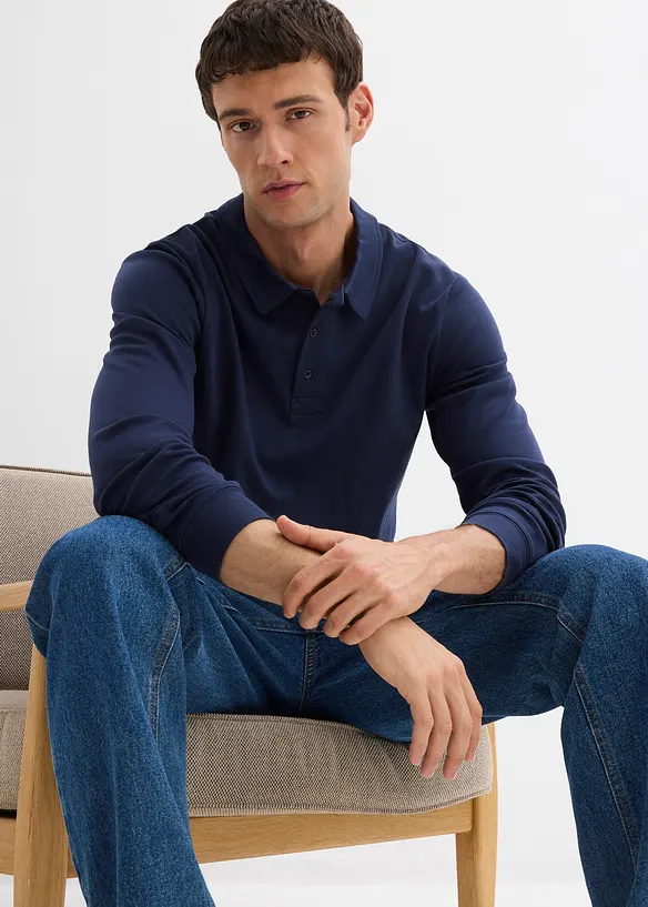 Poloshirt met lange mouwen van biologisch katoen, bonprix