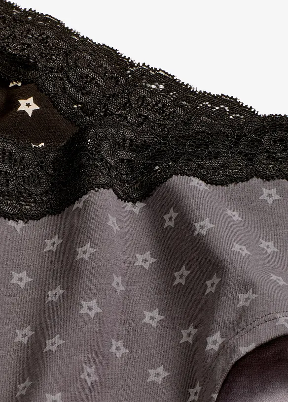 Maxi hipster (set van 4) met kant en biologisch katoen, bonprix