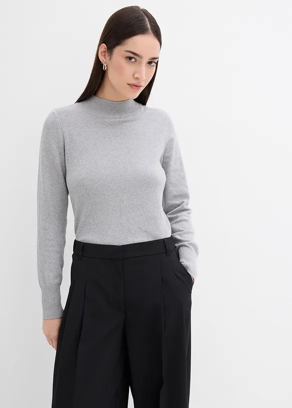 Broek met plooien, comfortabele tailleband en split, bonprix