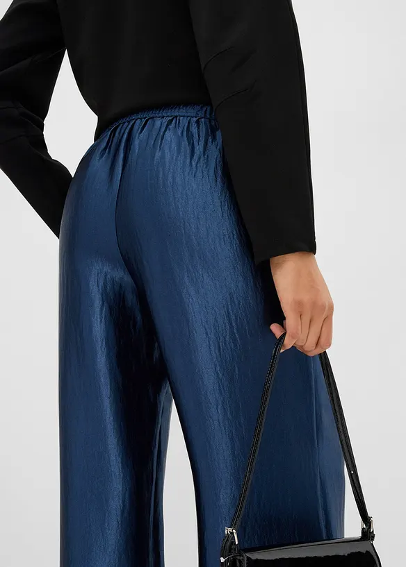 Gesatineerde palazzo broek met comfortabele tailleband, bonprix