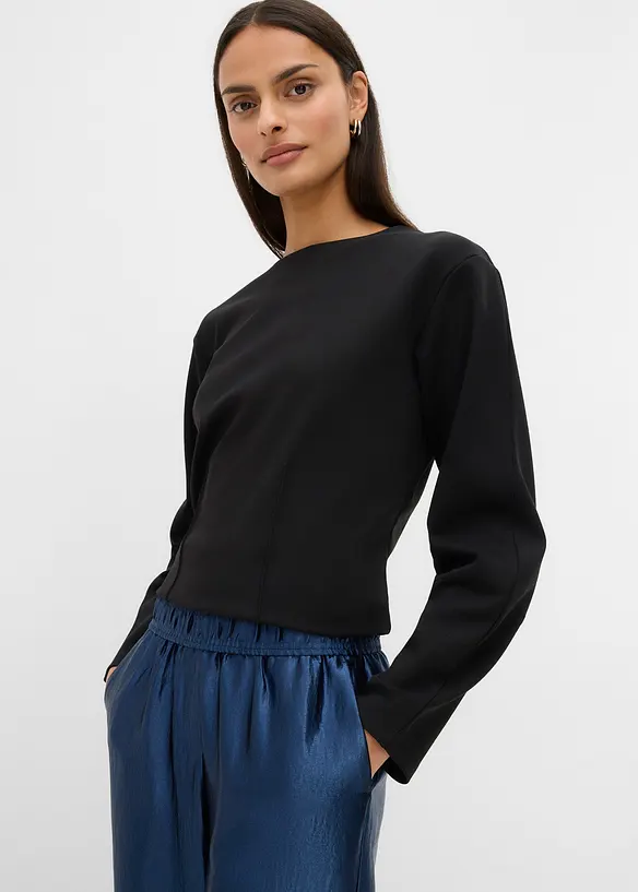 Gesatineerde palazzo broek met comfortabele tailleband, bonprix