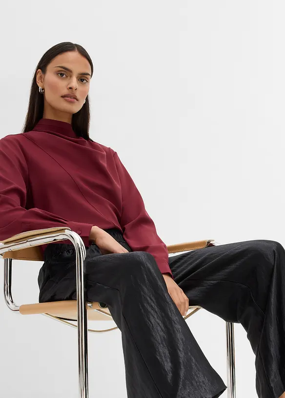 Gesatineerde palazzo broek met comfortabele tailleband, bonprix