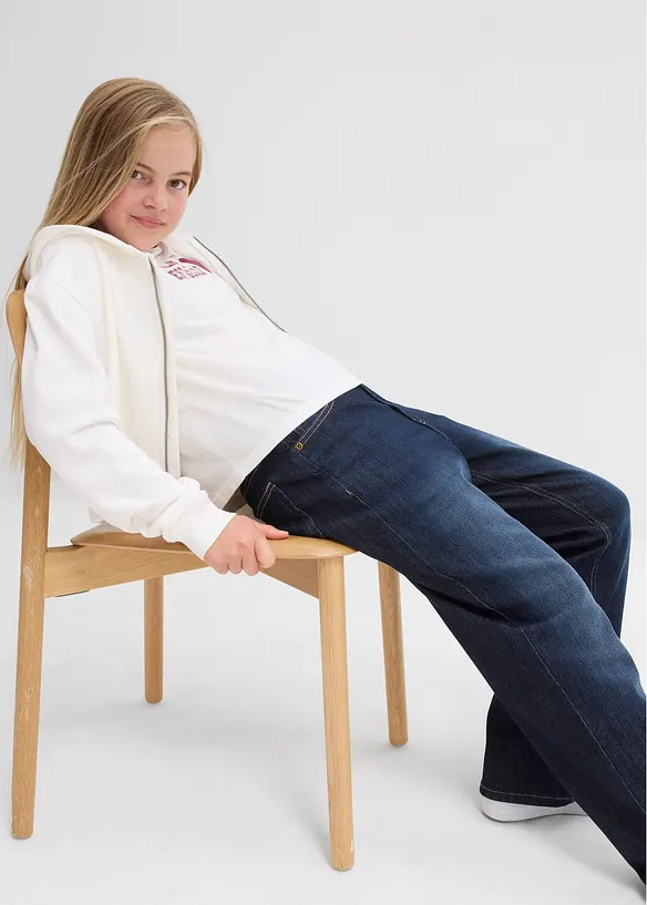 Wide leg thermojeans met jersey voering, mid waist, bonprix