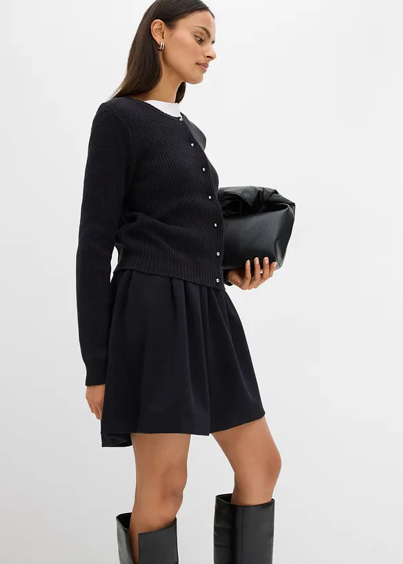 Bandplooirok in een licht glanzende viscosemix, bonprix