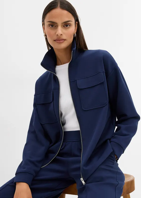 Sweatvest van licht glanzende viscosemix, bonprix