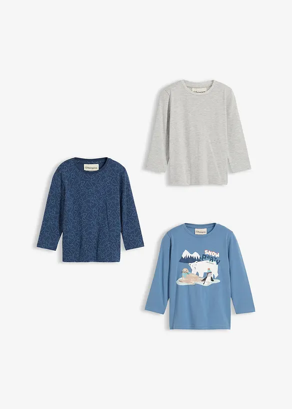 Longsleeve met biologisch katoen (set van 3), bonprix