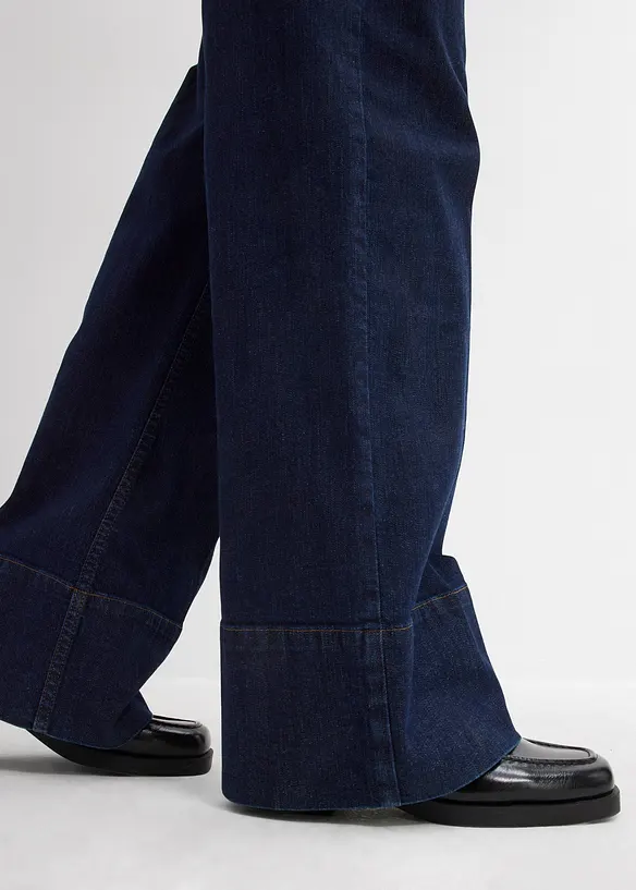 Wide leg jeans met biologisch katoen, mid waist, bonprix