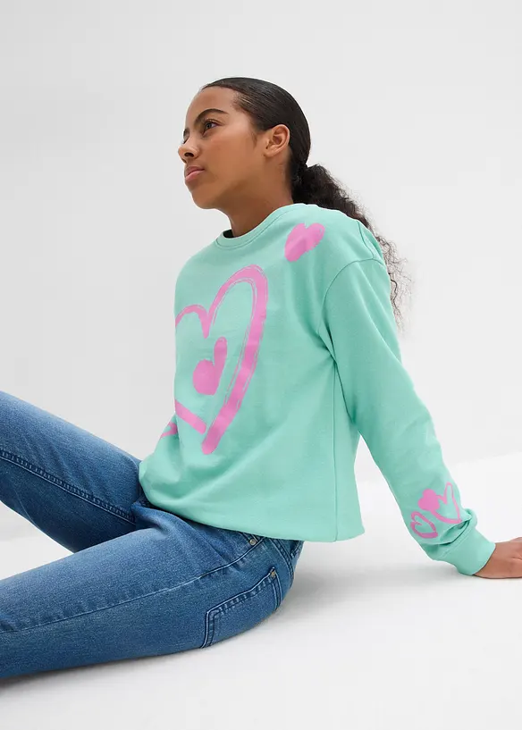 Sweater met ballonzoom van puur biologisch katoen, bonprix