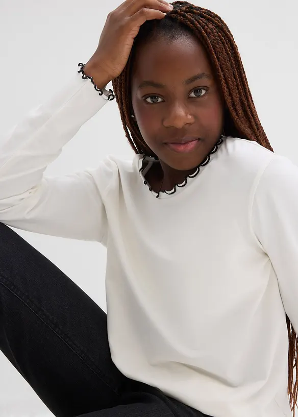 Longsleeve in een elastische biologische katoenmix  (set van 2), bonprix