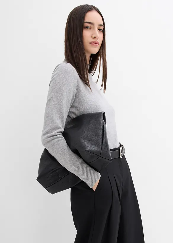 Broek met plooien, comfortabele tailleband en split, bonprix