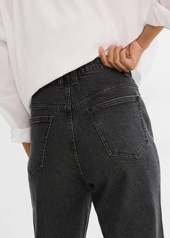 Loose straight jeans comfortabele tailleband met strass, bonprix