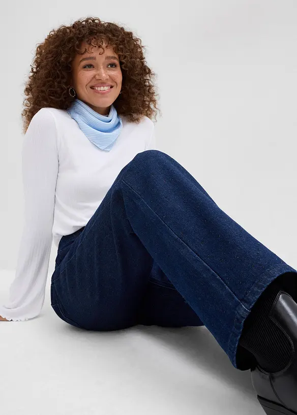 Loose straight jeans comfortabele tailleband met strass, bonprix