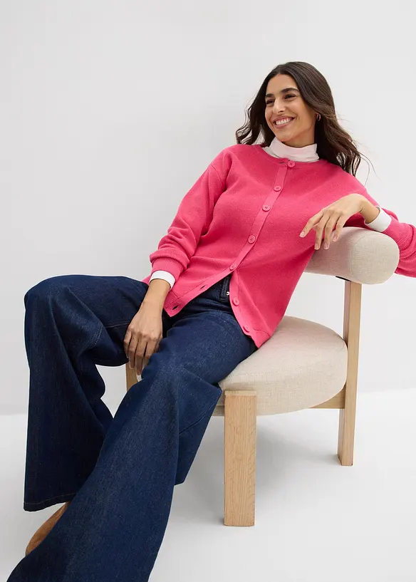 Fijn gebreid vest, ronde hals, bonprix