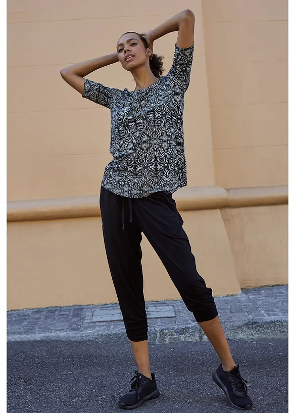 Loungewear harembroek met plooitjes, bonprix