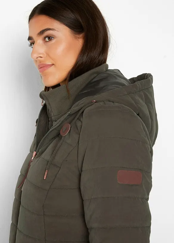 Lange gewatteerde jas, 2-in-1 look, bonprix